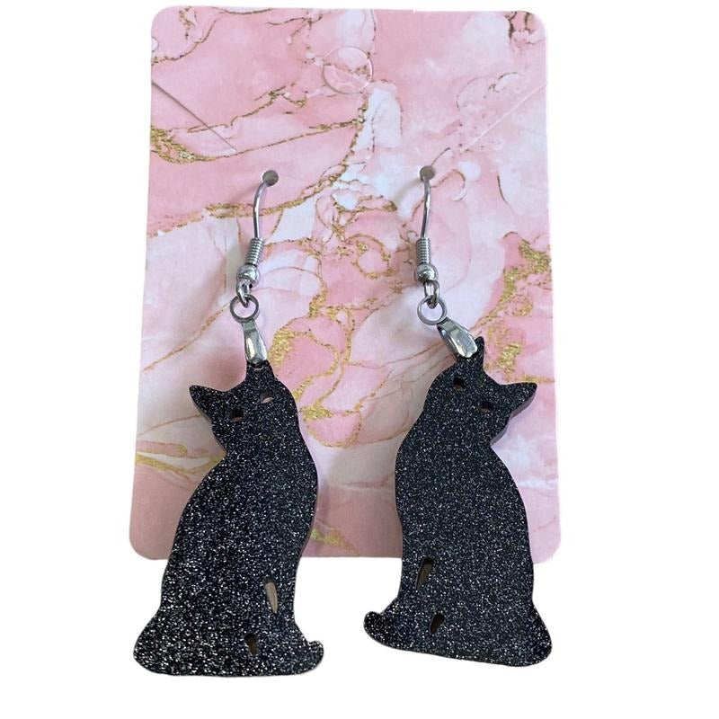 Black cat glitter earrings T-Shirts, Hoodie, Sweatshirt | GrindPrints.com