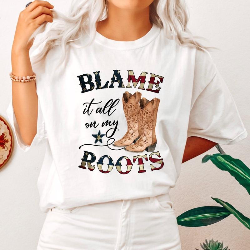 Blame It All On My Roots, Cowboy, Garth, Western, Tshirt, Women's, Comfort Colors Tee Hoodie, Sweatshirt | GrindPrints.com