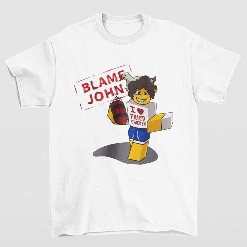 Blame John Shedletsky Gaming Graphic Tee Featuring Fun and Quirky Gamer Humor Hoodie, Sweatshirt | GrindPrints.com