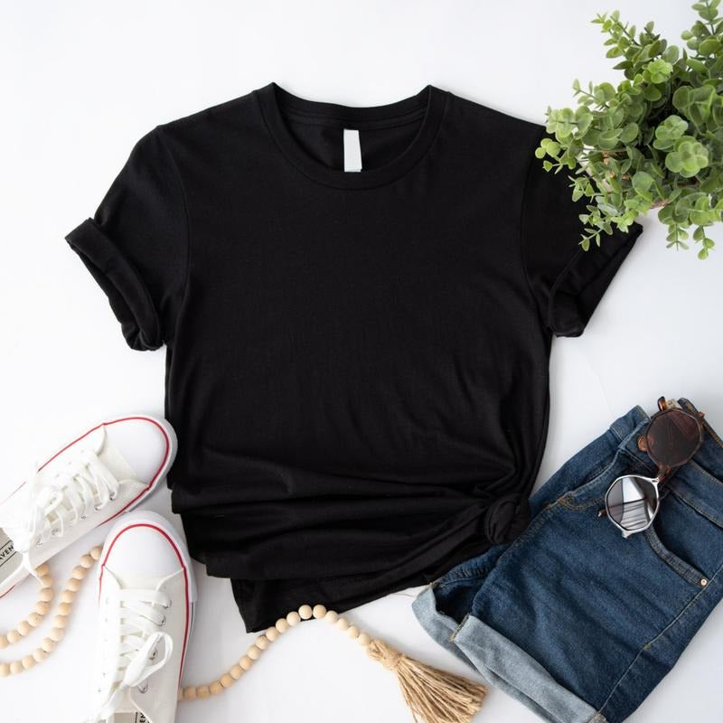 Blank Shirt, Unprinted Casual T-shirt, Plain Short Sleeve For Boyfriend, Unisex Crew Neck Shirt, Gift For Her, Basic...