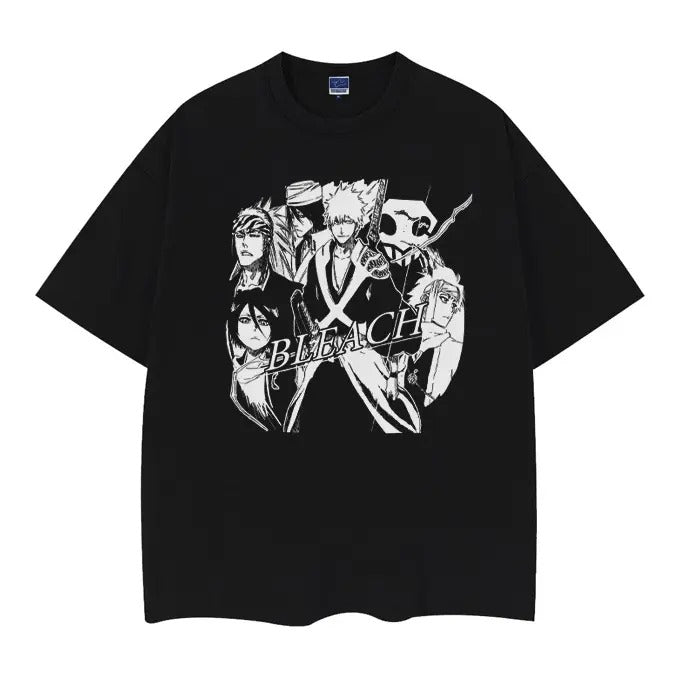 Bleach "Manga" Heavyweight Vintage Tee 100% Cotton OVERSIZED Anime T-shirt Menswear Top Casual Streetwear Black Crewneck...