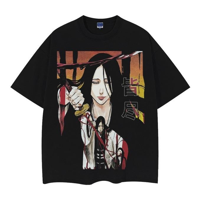 Bleach "Retsu Unohana" Heavyweight Vintage Tee 100% Cotton OVERSIZED Anime T-shirt Menswear Top Casual Streetwear Black...