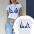 "Bleed Blue" Liberal Cropped Graphic Tees, Anti-Trump Liberal T-Shirt, Vintage Letter Print Casual Tee, Funny Women's...