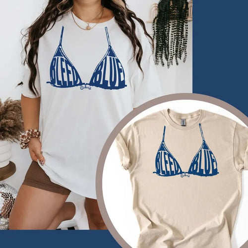 "Bleed Blue" Women's Oversized Graphic Tee , Funny Anti Trump Liberal T-Shirts, Democrat Gift, Gulf of Mexico Retro...