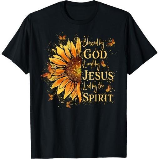 Blessed By God - Loved By Jesus, Sunflower T-Shirt Made in USA Hoodie, Sweatshirt | GrindPrints.com