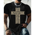 Blessed Dad Cross Father's Day Christian Shirt Pure Cotton Casual Street Style Crew Neck Short Sleeve For Women For Men...