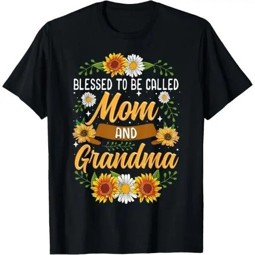 Blessed To Be Called Mom And Grandma Shirt Cute Sunflower T-Shirt Made in USA Hoodie, Sweatshirt | GrindPrints.com