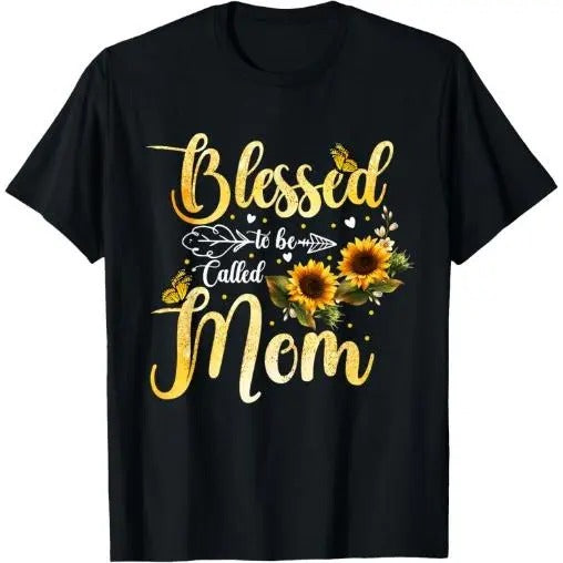 Blessed To Be Called Mom Sunflower Butterfly Mothers Day T-Shirt Made in USA Hoodie, Sweatshirt | GrindPrints.com