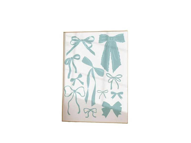 Blue Bow Coquette Hair Ribbon Coastal Cowgirl Decor, Preppy Aesthetic Balletcore Trendy Romantic Cottagecore Dorm Decor...