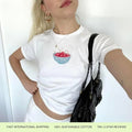 Blue Cherries 90s Baby Tee, Coquette Lightweight Unisex Cotton T-Shirt