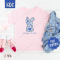 Blue Chinoiserie Bunny Kids Shirt - Easter Children's Tshirt - Cute Youth Tee Gildan Hoodie, Sweatshirt | GrindPrints.com