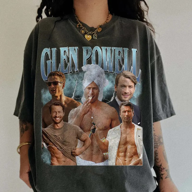Blue Glen Powell Vintage Gildan & Comfort Colors T-shirt, Sweatshirt, Hoodie | GrindPrints.com