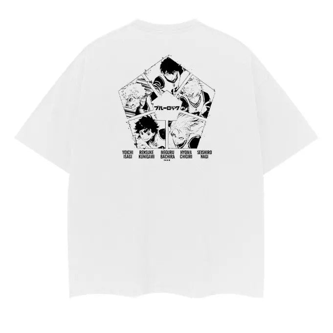 Blue Lock "Rivals" Vintage Oversized Tee Anime T-shirt 100% Cotton Original Design DTG Printing baggy  compression ...