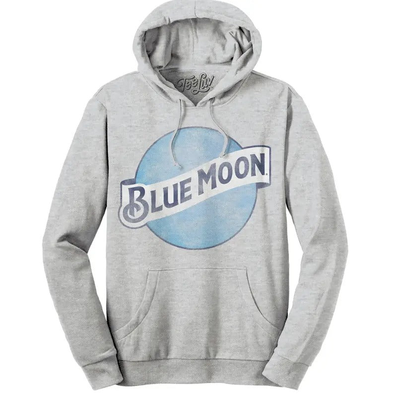 Blue Moon Logo Pullover Hooded Sweatshirt - Gray T-Shirts, Hoodie | GrindPrints.com