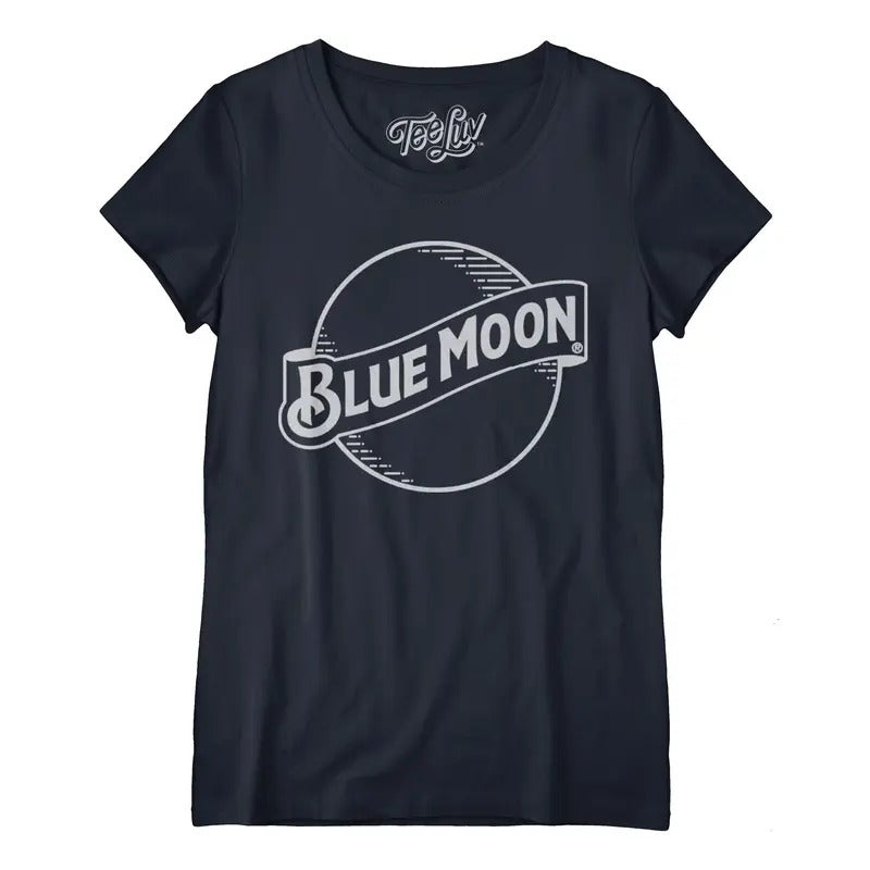 Blue Moon Logo Women's Scoopneck T-Shirt - Navy Hoodie, Sweatshirt | GrindPrints.com