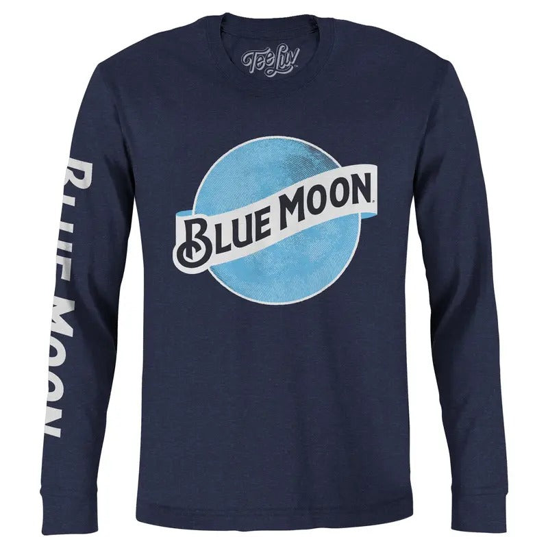 Blue Moon Long Sleeve T-Shirt - Navy Hoodie, Sweatshirt | GrindPrints.com