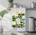 Blue Pin Stripes White Floral Tea Towel Fuck Trump Bold Boho Kitchen Decor Anti Trump Gift Anti Maga Mom Unique Home...