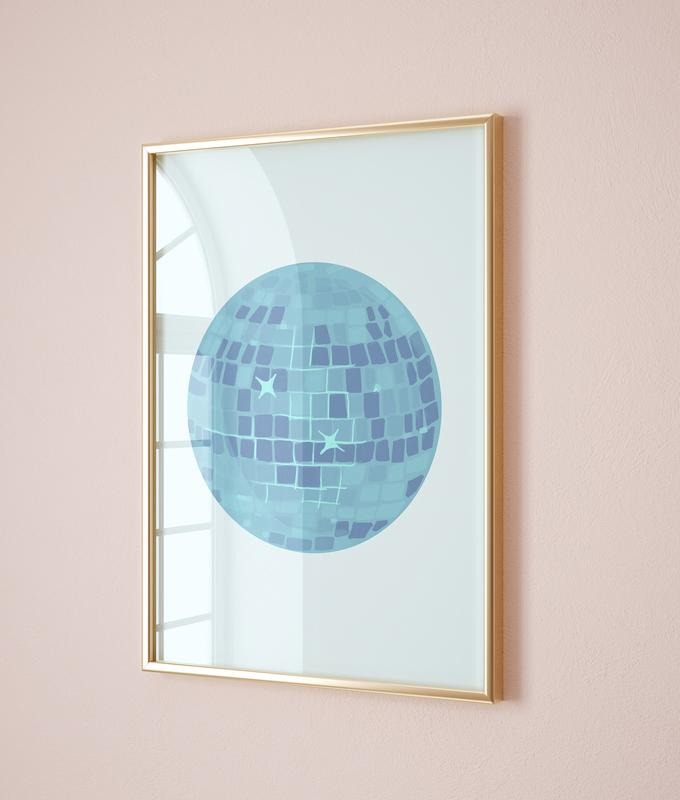 Blue Poster Disco Wall Art, Preppy Room Decor, College Dorm Poster, Trendy Wall Decor, Aesthetic Wall Art, Funky Poster,...