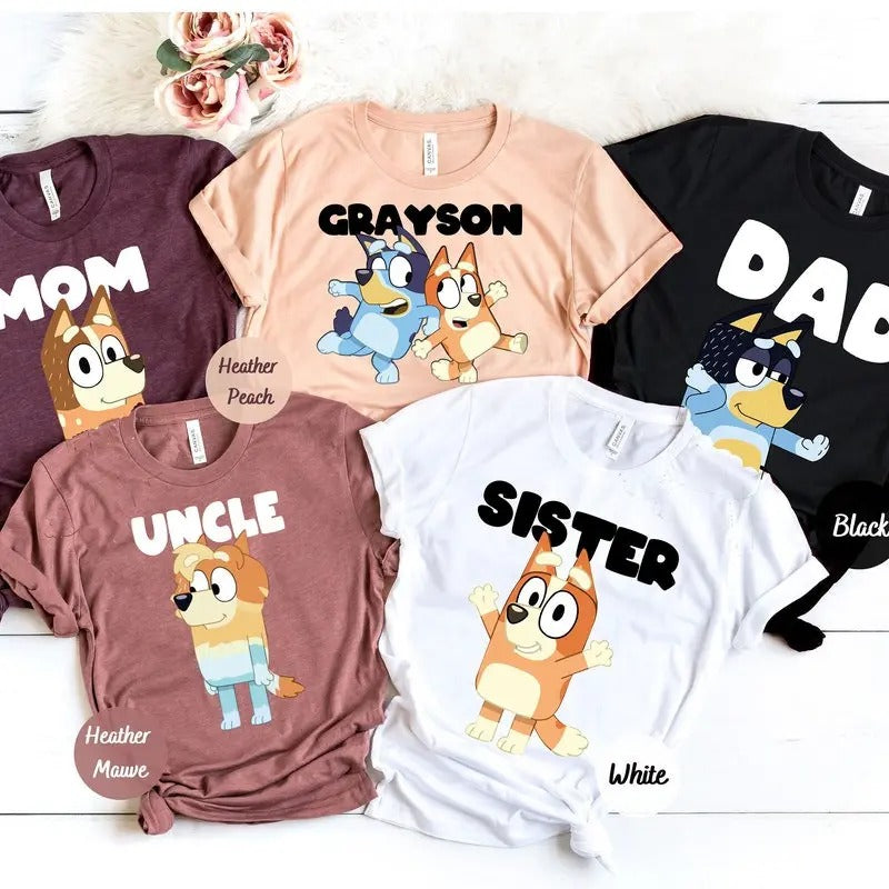 Blue Shirt,  Matching Shirts, Personalized Blue Tee, Blue Tee,  Blue Tee,  Blue Dog, Blue and Bingo,  Shirt Hoodie,...