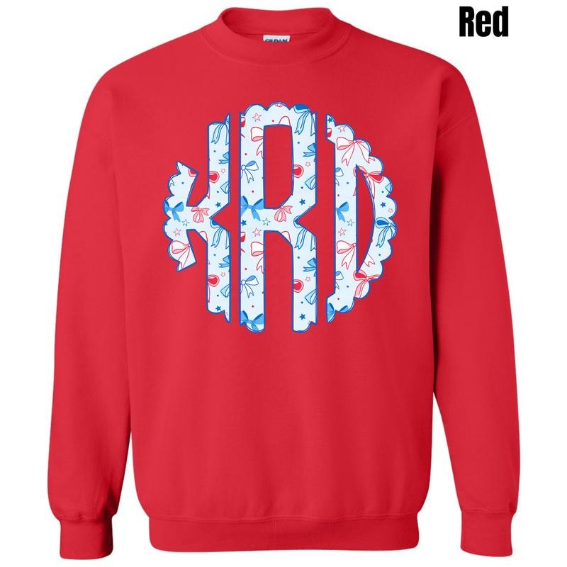 Blue USA Bows Monogram Sweatshirt 'NLB' T-Shirts, Hoodie | GrindPrints.com