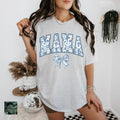 Blue or Pink Floral Mama Bow Lightweight Grey T-Shirt plus size and regular size Hoodie, Sweatshirt | GrindPrints.com