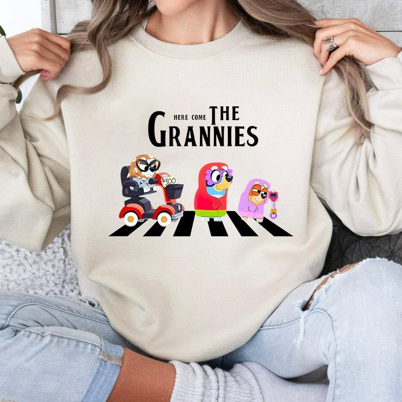 Blueey And Bingo Here Come The Grannies Sweatshirt, Grannies Shirt, Blueey and Bingo Shirt, Family Matching Shirt, Blueey...