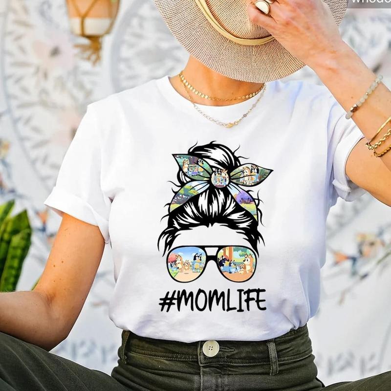 Bluey Mom Life Shirt Mom Bluey Messy Bun Mom Bluey Hair Tie Sunglasses Shirt Bluey Mama Shirtstyle{N002}2 T-Shirts, Hoodie, Sweatshirt