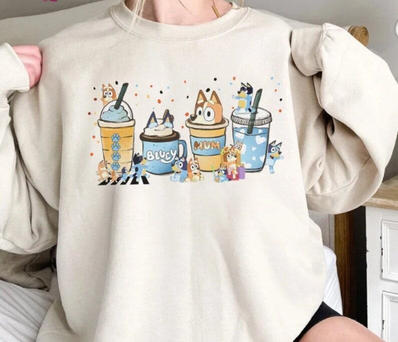 Bluey Mum Coffee Shirt, Bluey Cool Mom Club Shirt, Mom Bluey Shirt, Mama Shirt, Chilli Heeler Bluey Family Shirt Hoodie,...