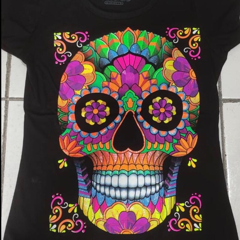 Blusa para dama de calavera gato Cotton Casual T-Shirts, Hoodie, Sweatshirt | GrindPrints.com