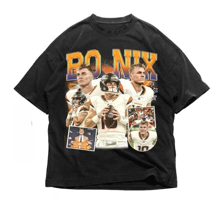 Bo Nix Shirt, Football American Graphic Vintage, Football 90s Bootleg Inspired Gift Fan Unisex Shirt, Hoodie, Sweatshirt...