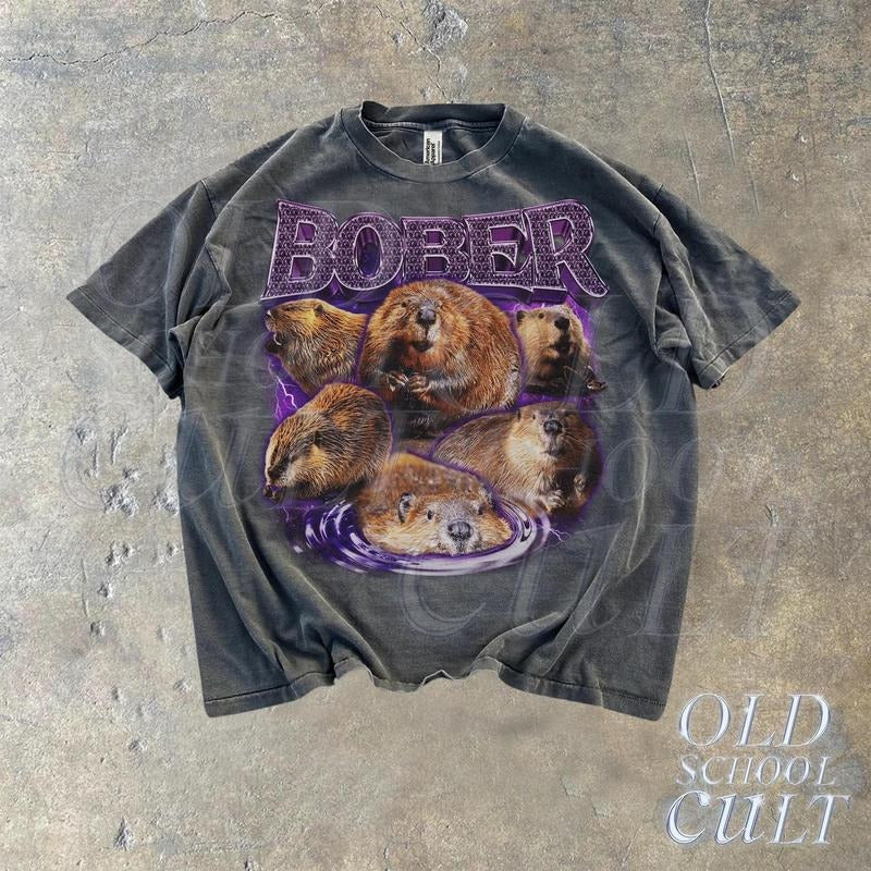 Bober Meme Vintage Shirt Beaver Funny Retro 2000s Nature Black Shirt Meme Oversize Cute Beaver Shirts T-Shirts, Hoodie, Sweatshirt