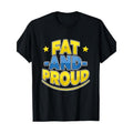 Body Positive Cotton T-Shirt for Men and Women - Casual Round Neck Tee with Geometric "Fat and Proud" Print, Stretch...