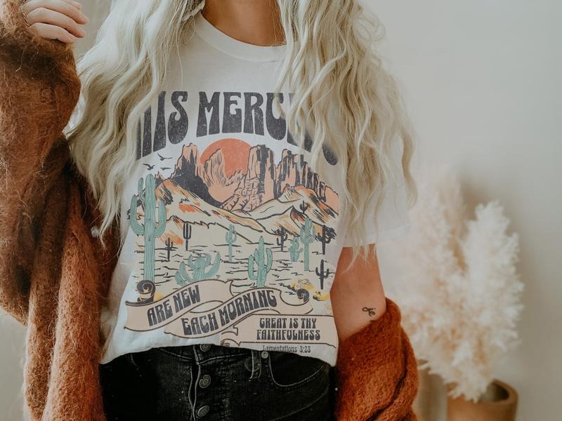 Boho Christian Shirts, Jesus Apparel Faith Based Shirt His Mercies Are New Best Price Hoodie, Sweatshirt | GrindPrints.com