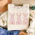 Boho Easter Bunny , Happy Easter , Pink Easter , Floral Spring , Girls Easter , Coquette Easter Bunny Floral Sweatshirt...