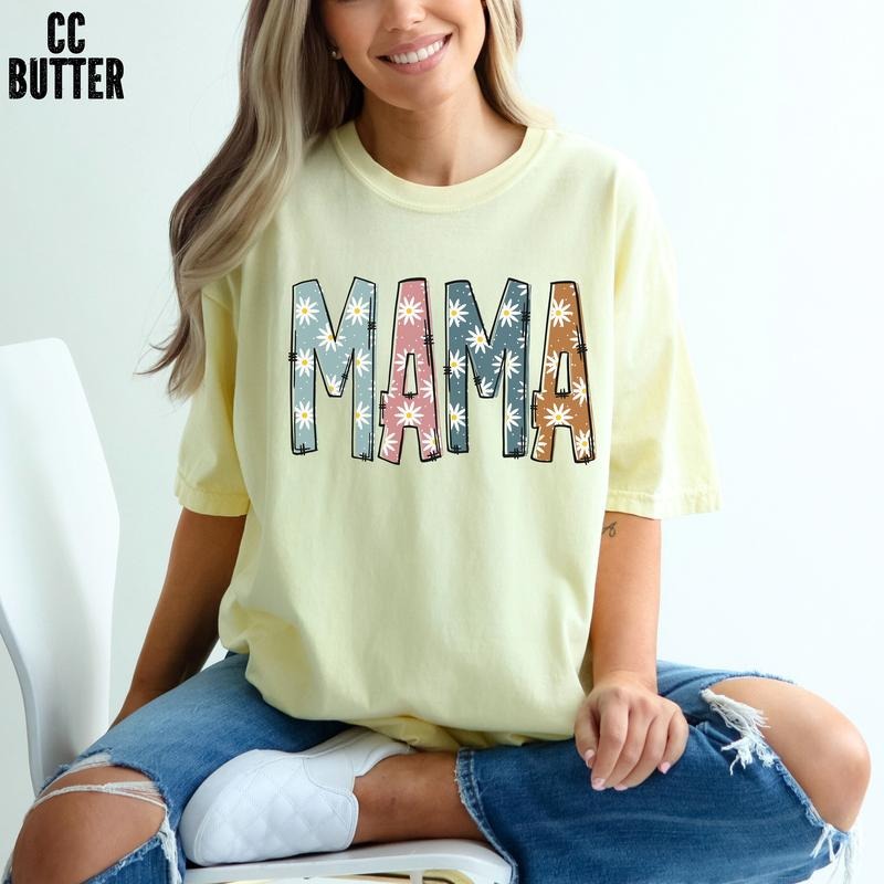 Boho Mama Shirt, Mama Daisy Print Shirt, Blessed Mama Shirt, Mother's Day Gift, Mom Shirt, Cute Floral Mama Tee, Floral...