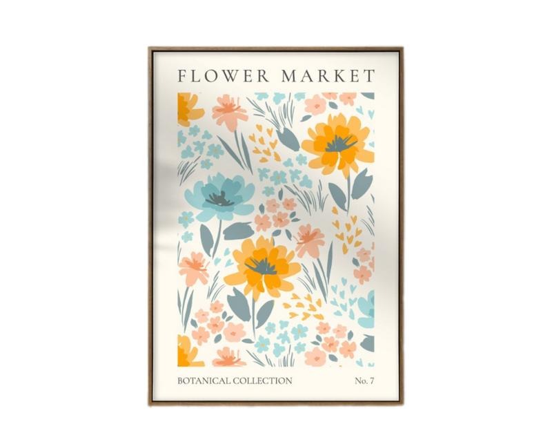 Boho Wild Flower Wall Art, Flower Market Poster, Living Room Print, Bedroom Wall DÉCor, Modern Abstract Floral Art...