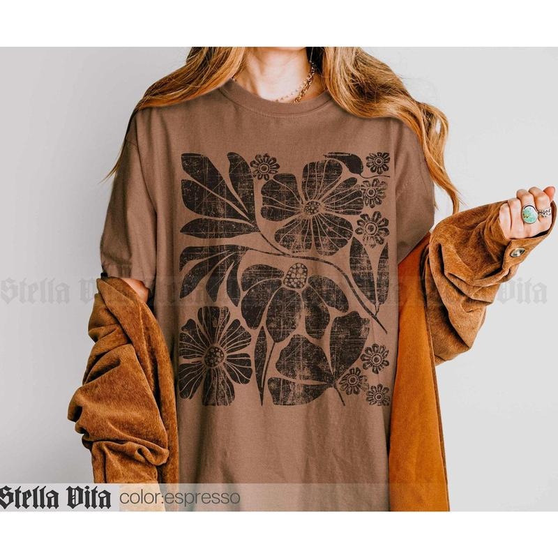 Boho Wildflowers Comfort colors Shirt, Distressed Flowers Tshirt, Matisse Floral Graphic Shirt, Flower Market, Soft Goth...