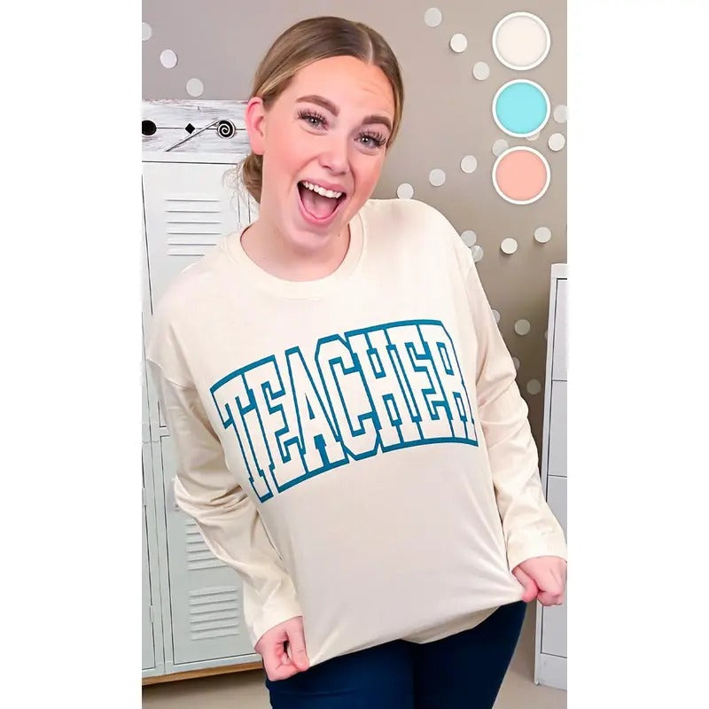 Bold College Teacher Graphic Boyfriend Long Sleeve T-Shirts, Hoodie, Sweatshirt | GrindPrints.com