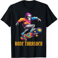 Bone Thrasher, Funny Skeleton Skateboarder Halloween T-Shirt made in usa Hoodie, Sweatshirt | GrindPrints.com