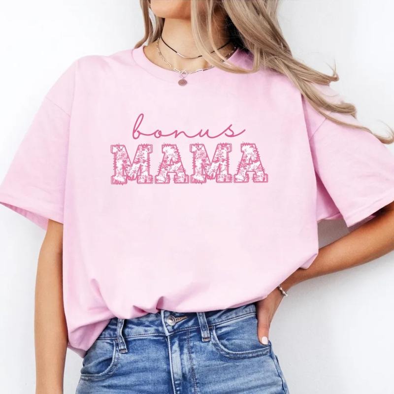 Bonus Mom Shirt, Gift For Stepmom Tshirt, Toile De Joiuy Bonus Mom Tee, Mother's Day Gift, Floral Step Mother Tee, Short...
