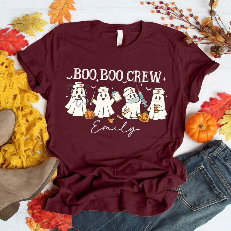 Boo Boo Crew Nurse Ghost Halloween T-Shirt for Women Personalized Cute Spooky Nurse Tee Hoodie, Sweatshirt | GrindPrints.com