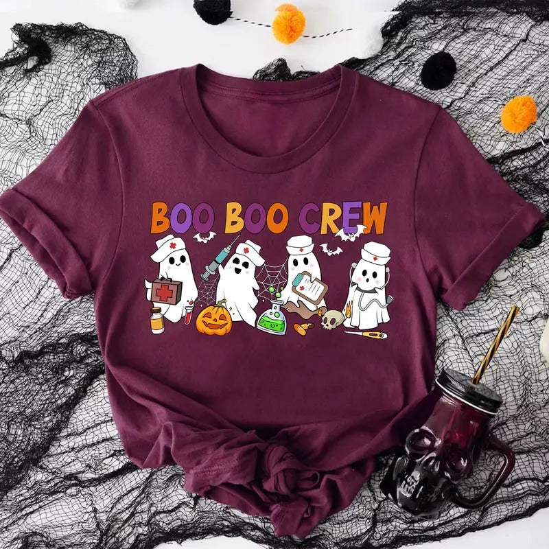 Boo Boo Crew Nurse T-shirt, Halloween Nurse Shirt, Ghost Tee, Halloween Party T shirt Hoodie, Sweatshirt | GrindPrints.com