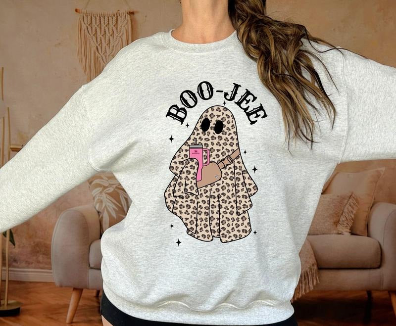 Boo Jee Cheetah Ghost Crewneck Sweatshirt T-Shirts, Hoodie | GrindPrints.com