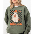 Boo-Jee Ghost, Checkered, Retro, Halloween, Coffee Drink Sweatshirt T-Shirts, Hoodie | GrindPrints.com