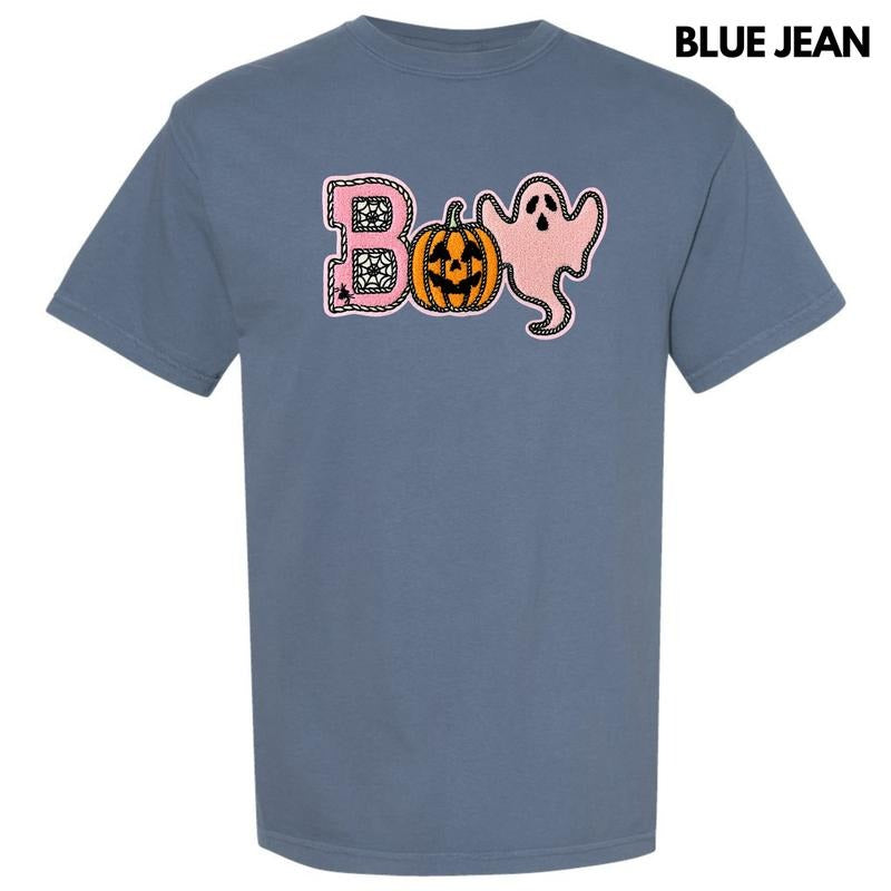 Boo Spider Pumpkin Ghost Chenille Patch Comfort Colors T-Shirt Hoodie, Sweatshirt | GrindPrints.com