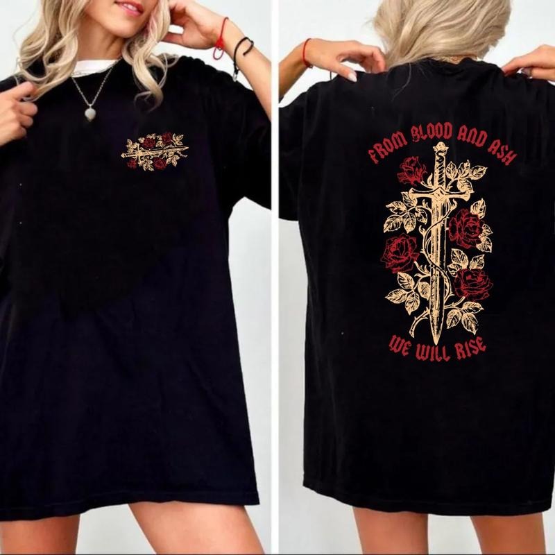 Book Lover Gift, From Blood And Ash We Will Rise Shirt, Unisex Sweater Pullover Tee Hoodie, Sweatshirt | GrindPrints.com