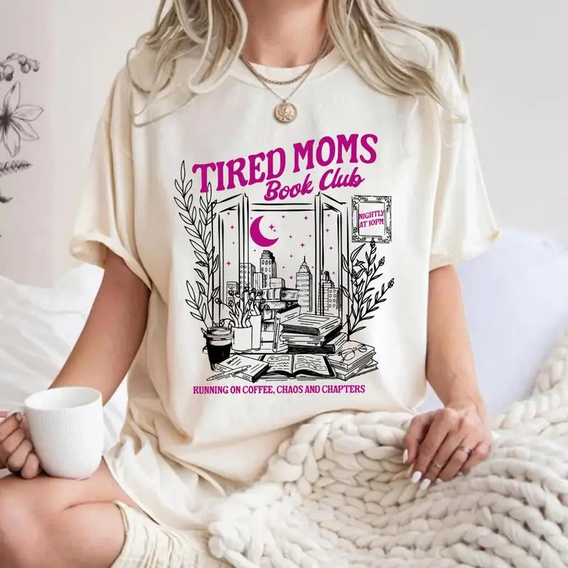 Book Mom Shirt, Tired Mom Book Club, Book Lover Tee, Booktrovert Gift graphic women Hoodie, Sweatshirt | GrindPrints.com