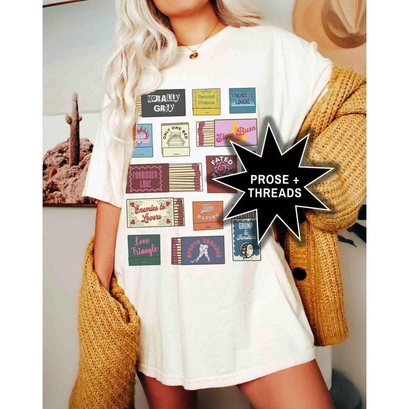 Book Trope Matchbox Shirt, Enemies to Lovers Morally Grey Gifts For Book Lovers Romantasy Bookstagram Shirt Booktok Merch...