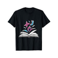 Book and Butterflies Graphic T-Shirt - 100% Cotton, Casual Crew Neck, Short Sleeve, All-Season Comfort, Printed Design,...