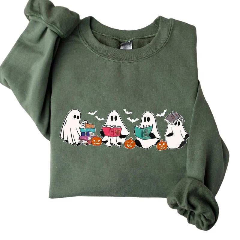 Bookish Ghost Halloween Sweatshirt Hoodie Tshirt, Halloween 2024 Gifts | GrindPrints.com